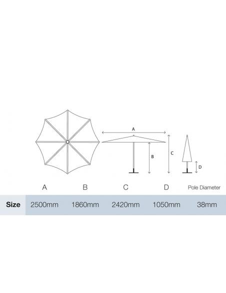 Bramblecrest 2.5m Wooden Pulley Parasol