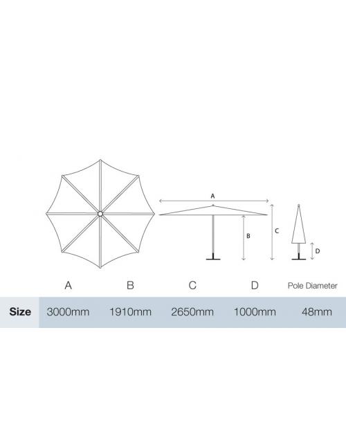 Bramblecrest 3.0m Wooden Crank Handle Parasol  