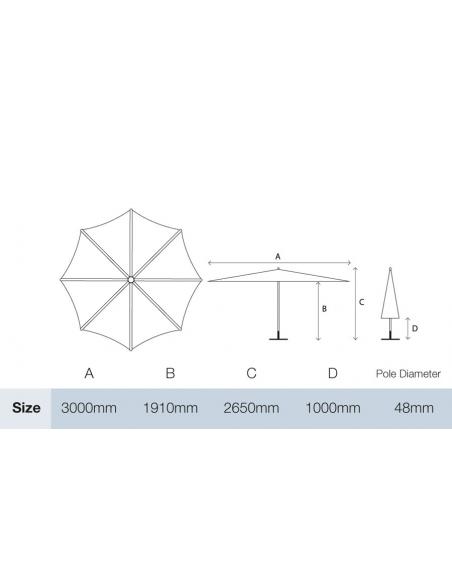 Bramblecrest 3.0m Wooden Crank Handle Parasol  