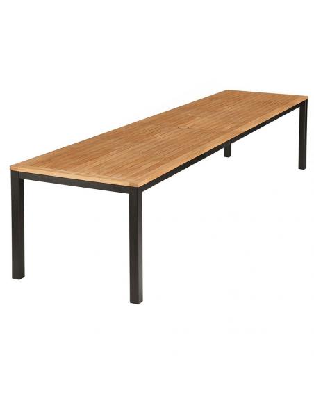 Barlow Tyrie Aura 300cm Rectangular Table – Graphite Frame with Teak Top