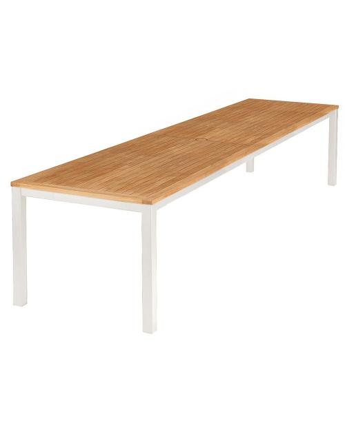 Barlow Tyrie Aura 300cm Rectangular Table – Arctic White Frame with Teak Top