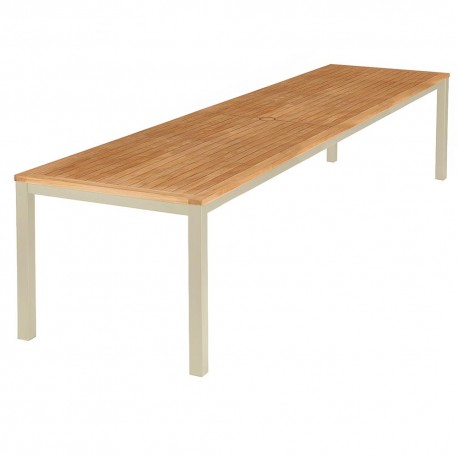Barlow Tyrie Aura 300cm Rectangular Table – Champagne Frame with Teak Top