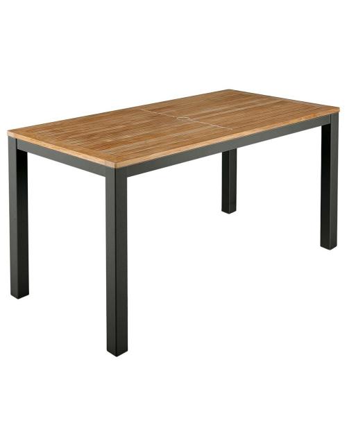 Barlow Tyrie Aura 140cm Rectangular Narrow Table – Graphite Frame with Teak Top