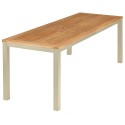 Barlow Tyrie Aura 200cm Rectangular Narrow Table – Champagne Frame with Teak Top