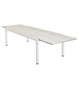 Barlow Tyrie Equinox 360cm Rectangular Extending Dining Table – Powder Coated Arctic White Frame with Frost Ceramic Top