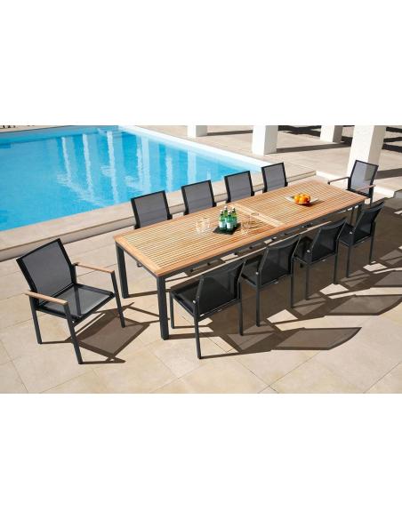 Barlow Tyrie Aura Stacking Dining Chair – Graphite Frame with Charcoal Sling