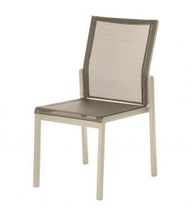 Barlow Tyrie Aura Stacking Dining Chair – Champagne Frame with Titanium Sling