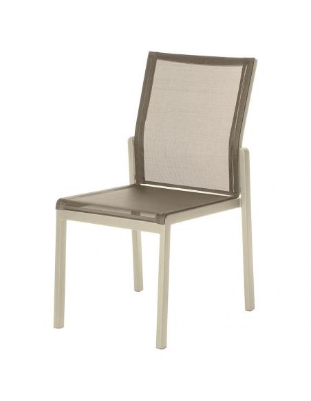 Barlow Tyrie Aura Stacking Dining Chair – Champagne Frame with Titanium Sling