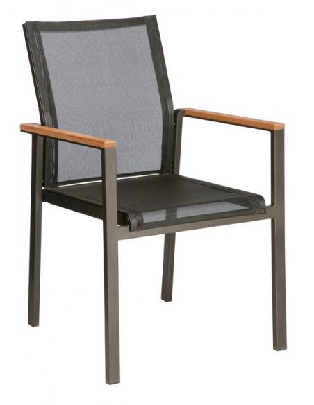 Barlow Tyrie Aura Stacking Armchair - Graphite Frame with Charcoal Sling