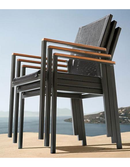 Barlow Tyrie Aura Stacking Armchair - Graphite Frame with Charcoal Sling