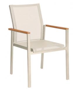 Barlow Tyrie Aura Stacking Armchair – Arctic White Frame with Pearl Sling