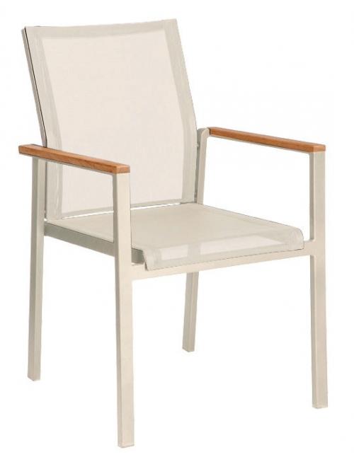 Barlow Tyrie Aura Stacking Armchair – Arctic White Frame with Pearl Sling