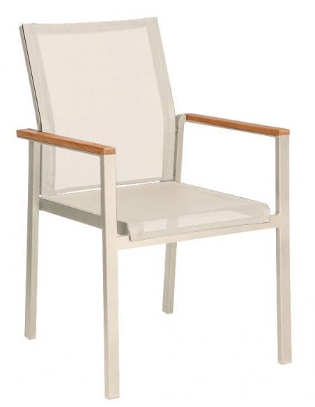 Barlow Tyrie Aura Stacking Armchair – Arctic White Frame with Pearl Sling