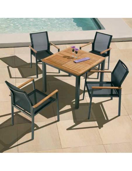 Barlow Tyrie Aura Stacking Armchair - Champagne Frame with Titanium Sling