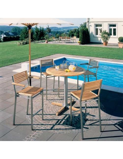 Barlow Tyrie Equinox High Dining Side Chair with Teak Seat and Back
