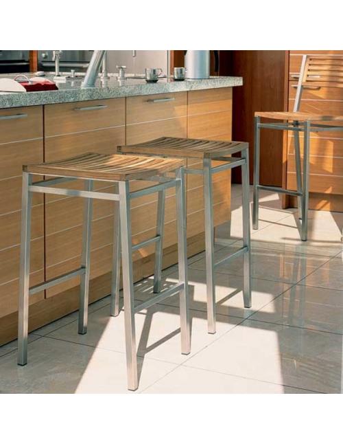 Barlow Tyrie Equinox High Dining Stool with Teak Seat 