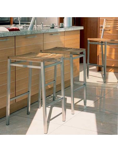 Barlow Tyrie Equinox High Dining Stool with Teak Seat 