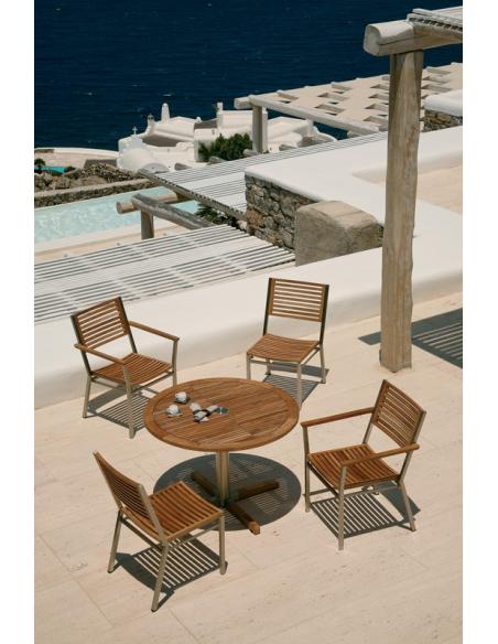 Barlow Tyrie Equinox Stacking Side Chair with Teak Seat and Back