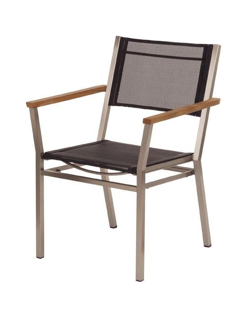 Barlow Tyrie Equinox Stacking Armchair - Teak Armrests with Charcoal Sling