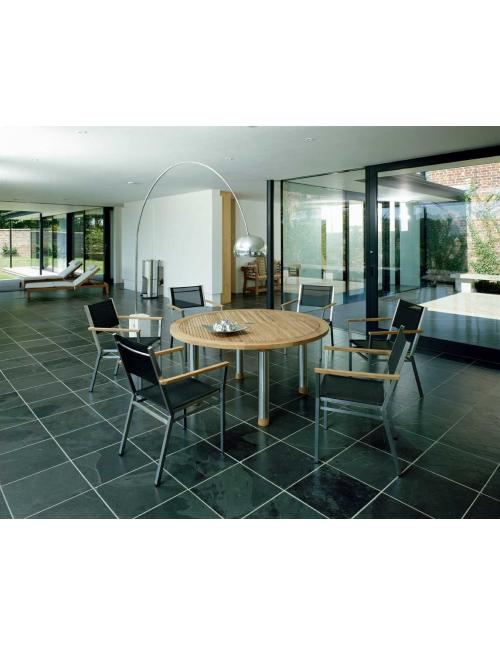 Barlow Tyrie Equinox Stacking Armchair - Teak Armrests with Charcoal Sling