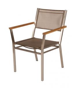Barlow Tyrie Equinox Stacking Armchair - Teak Armrests with Titanium Sling