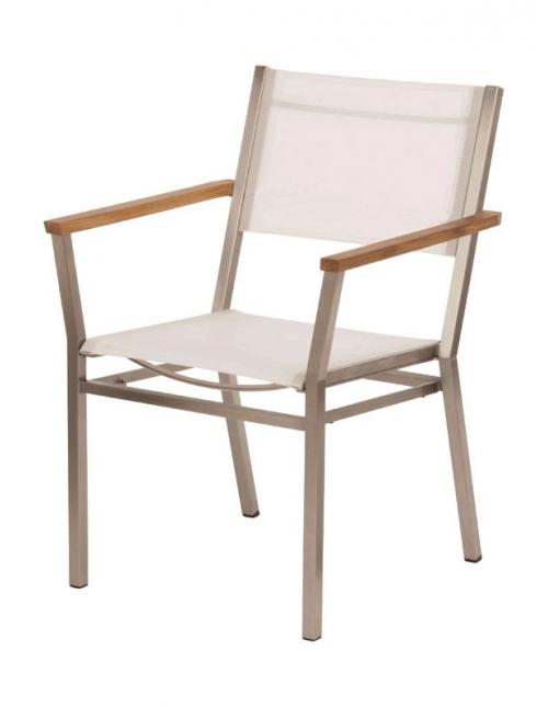 Barlow Tyrie Equinox Stacking Armchair - Teak Armrests with Pearl Sling
