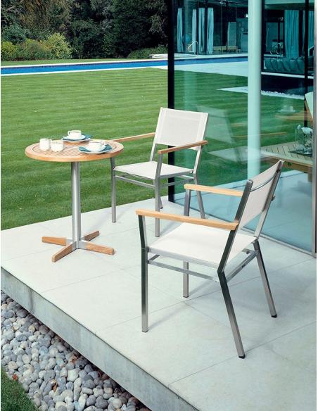 Barlow Tyrie Equinox Stacking Armchair - Teak Armrests with Pearl Sling