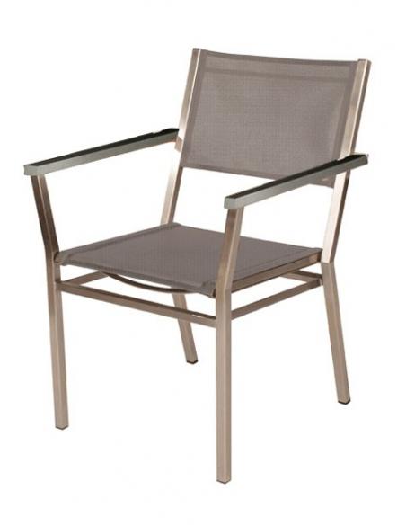 Barlow Tyrie Equinox Stacking Armchair - Graphite Armrests with Platinum Sling