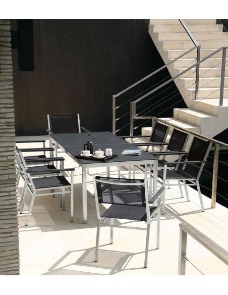 Barlow Tyrie Equinox Stacking Armchair - Graphite Armrests with Platinum Sling