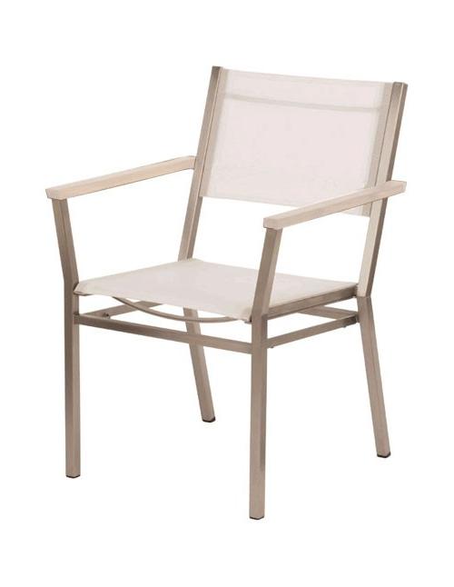 Barlow Tyrie Equinox Stacking Armchair – Arctic White Armrests with Pearl Sling