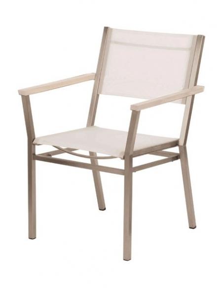 Barlow Tyrie Equinox Stacking Armchair – Arctic White Armrests with Pearl Sling