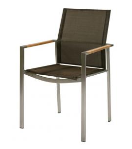 Barlow Tyrie Mercury Stacking Armchair - Teak Armrests with Charcoal Sling