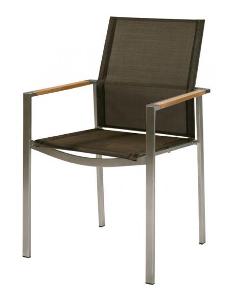 Barlow Tyrie Mercury Stacking Armchair - Teak Armrests with Charcoal Sling