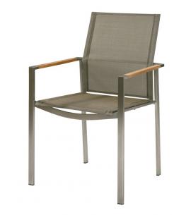 Barlow Tyrie Mercury Stacking Armchair - Teak Armrests with Platinum Sling
