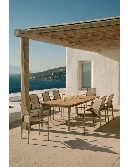 Barlow Tyrie Mercury Stacking Armchair - Teak Armrests with Platinum Sling