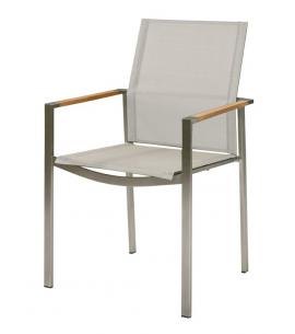 Barlow Tyrie Mercury Stacking Armchair - Teak Armrests with Pearl Sling