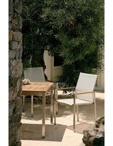 Barlow Tyrie Mercury Stacking Armchair - Teak Armrests with Pearl Sling