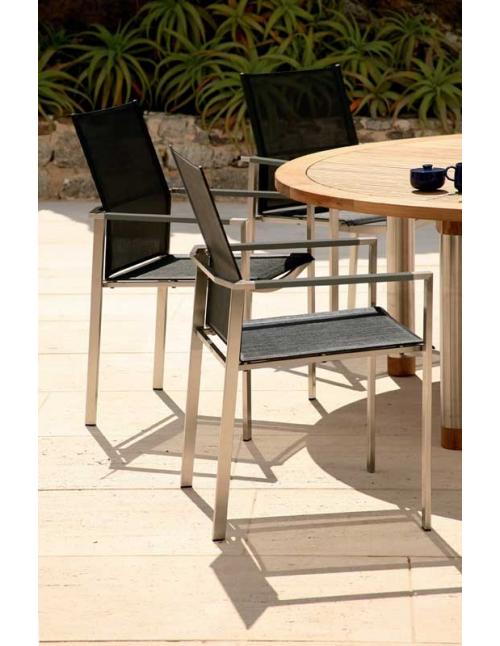 Barlow Tyrie Mercury Stacking Armchair - Graphite Armrests with Charcoal Sling