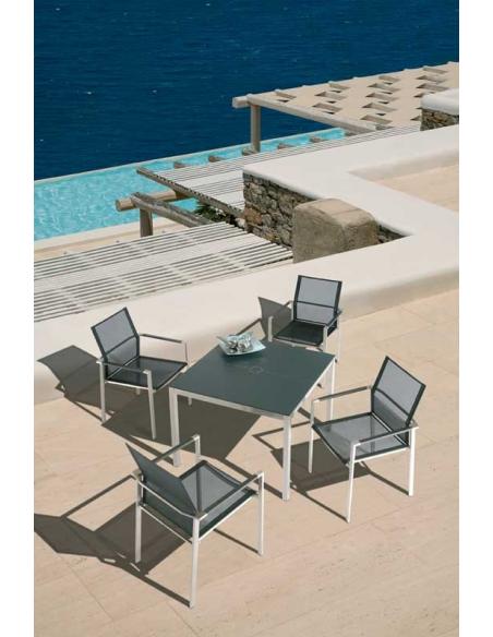 Barlow Tyrie Mercury Stacking Armchair - Graphite Armrests with Platinum Sling