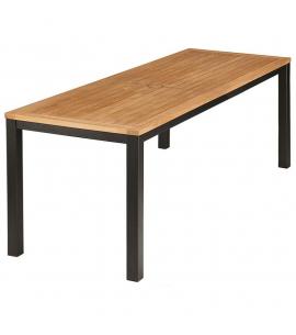 Barlow Tyrie Aura 200cm Rectangular Narrow Table – Graphite Frame with Teak Top