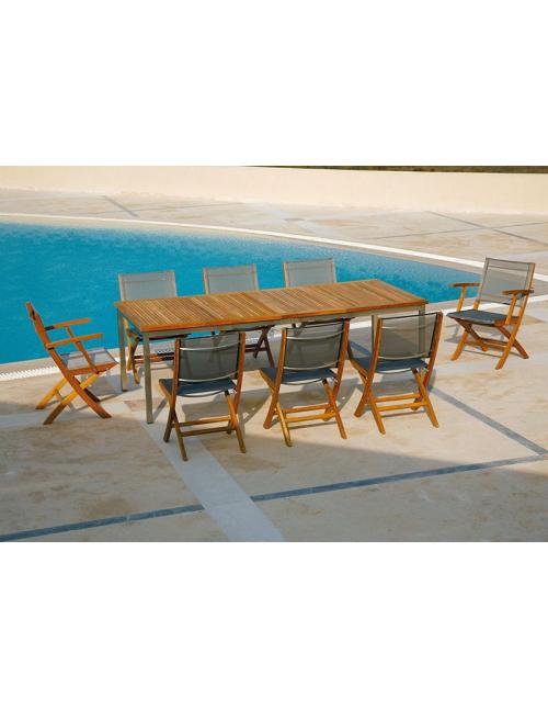 Barlow Tyrie Horizon Folding Side Chair with Charcoal Sling 