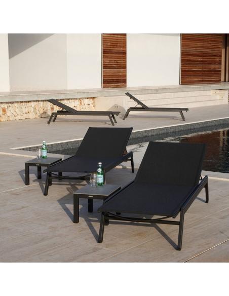Barlow Tyrie Equinox 49cm Rectangular Lounger Table – Powder Coated Graphite Frame with Dusk Ceramic Top