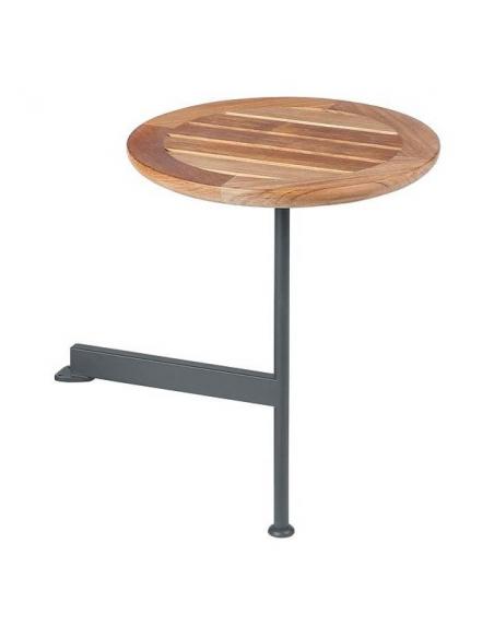 Barlow Tyrie Layout 40cm Round Side Table – Powder Coated Forge Grey Frame with Teak Top