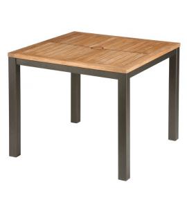 Barlow Tyrie Aura 90cm Square Table - Graphite Frame with Teak Top