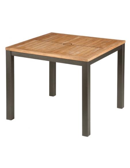 Barlow Tyrie Aura 90cm Square Table - Graphite Frame with Teak Top