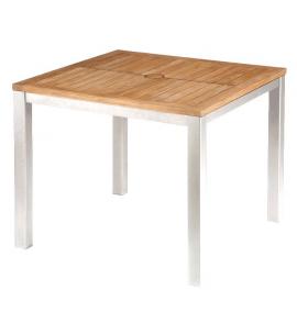 Barlow Tyrie Aura 90cm Square Table - Arctic White Frame with Teak Top