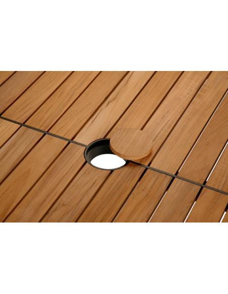Barlow Tyrie Aura 90cm Square Table - Champagne Frame with Teak Top