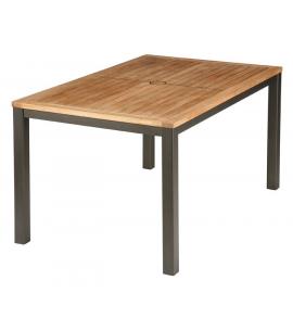 Barlow Tyrie Aura 150cm Rectangular Table - Graphite Frame with Teak Top