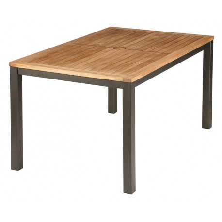 Barlow Tyrie Aura 150cm Rectangular Table - Graphite Frame with Teak Top