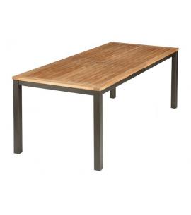 Barlow Tyrie Aura 200cm Rectangular Table - Graphite Frame with Teak Top